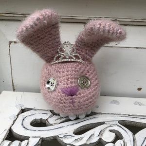 Crocheted bunny head